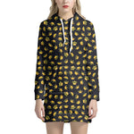 Gold Crown Pattern Print Hoodie Dress