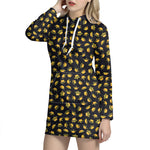 Gold Crown Pattern Print Hoodie Dress
