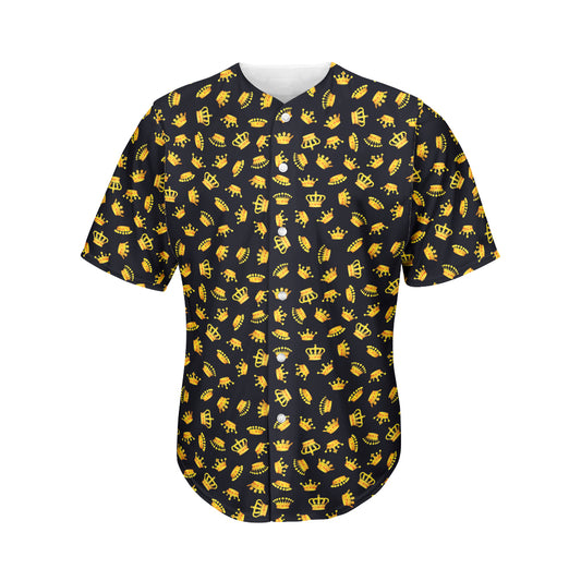 Gold Crown Pattern Print Men's Baseball Jersey