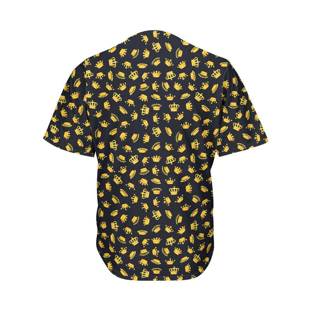 Gold Crown Pattern Print Men's Baseball Jersey