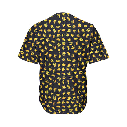 Gold Crown Pattern Print Men's Baseball Jersey
