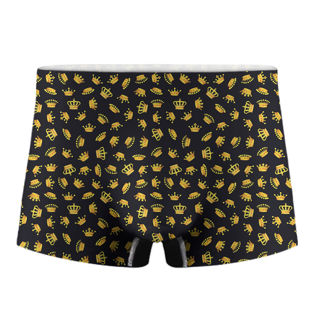 Gold Crown Pattern Print Men's Boxer Briefs