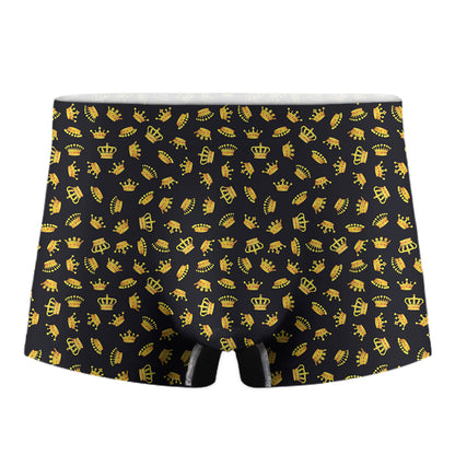 Gold Crown Pattern Print Men's Boxer Briefs