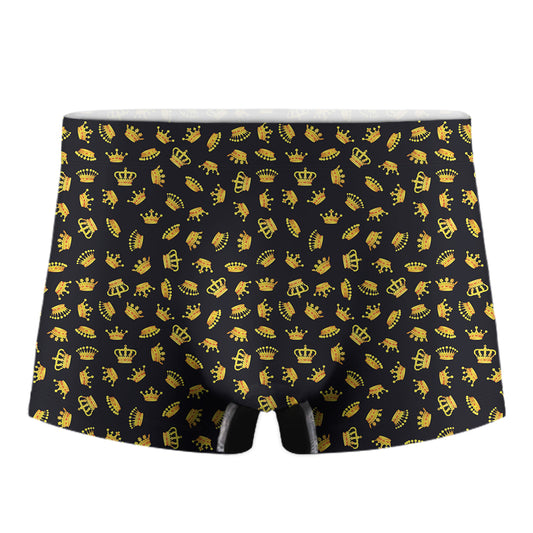 Gold Crown Pattern Print Men's Boxer Briefs