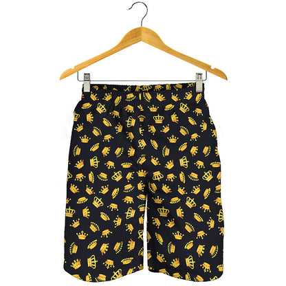 Gold Crown Pattern Print Men's Shorts