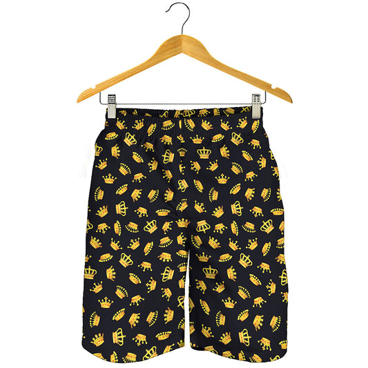 Gold Crown Pattern Print Men's Shorts
