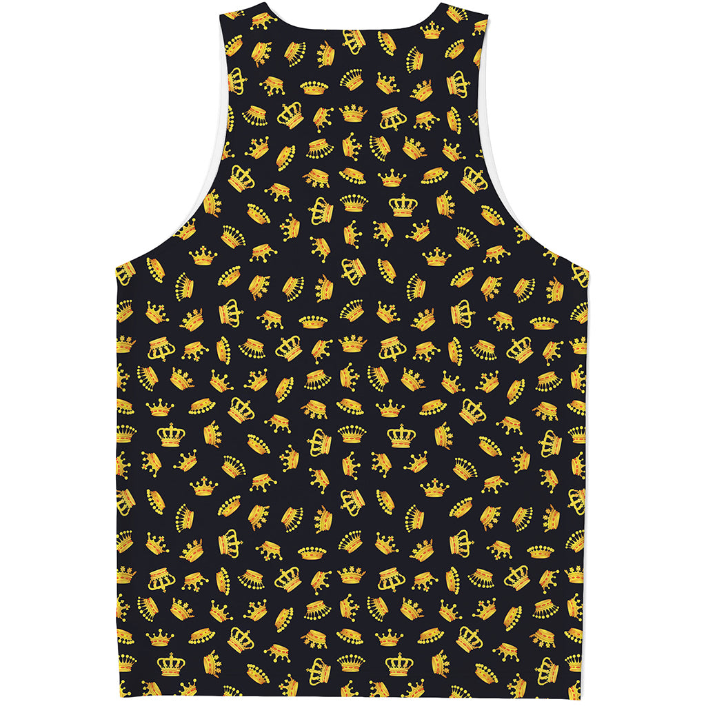 Gold Crown Pattern Print Men's Tank Top