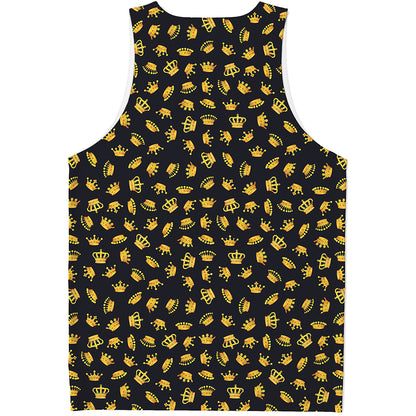 Gold Crown Pattern Print Men's Tank Top