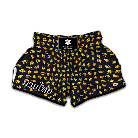 Gold Crown Pattern Print Muay Thai Boxing Shorts