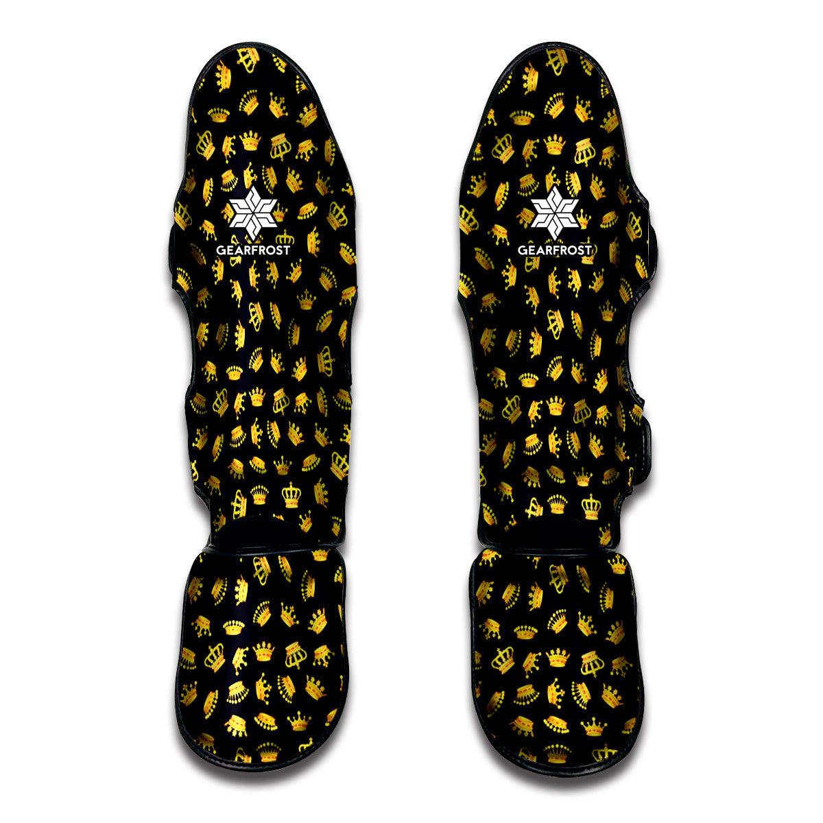 Gold Crown Pattern Print Muay Thai Shin Guard