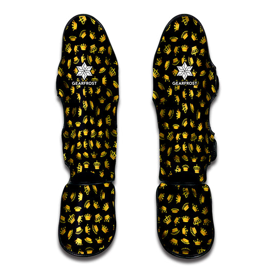 Gold Crown Pattern Print Muay Thai Shin Guard