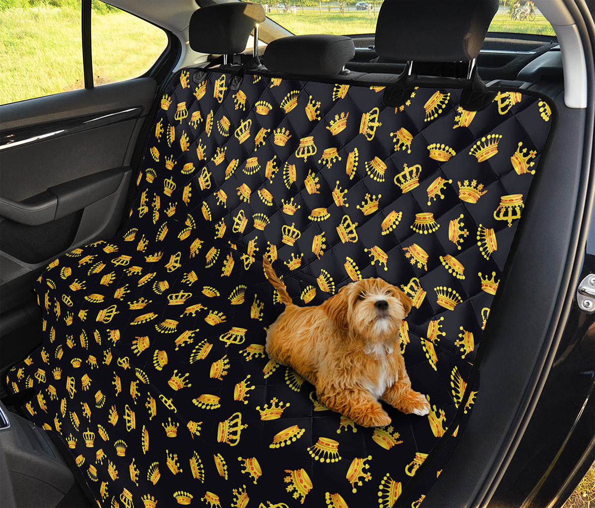 Gold Crown Pattern Print Pet Car Back Seat Cover