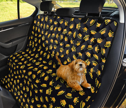 Gold Crown Pattern Print Pet Car Back Seat Cover