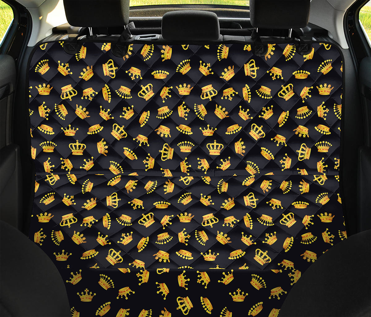 Gold Crown Pattern Print Pet Car Back Seat Cover