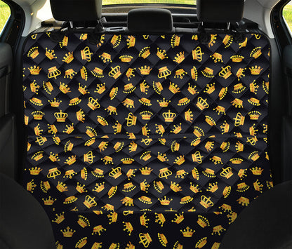 Gold Crown Pattern Print Pet Car Back Seat Cover