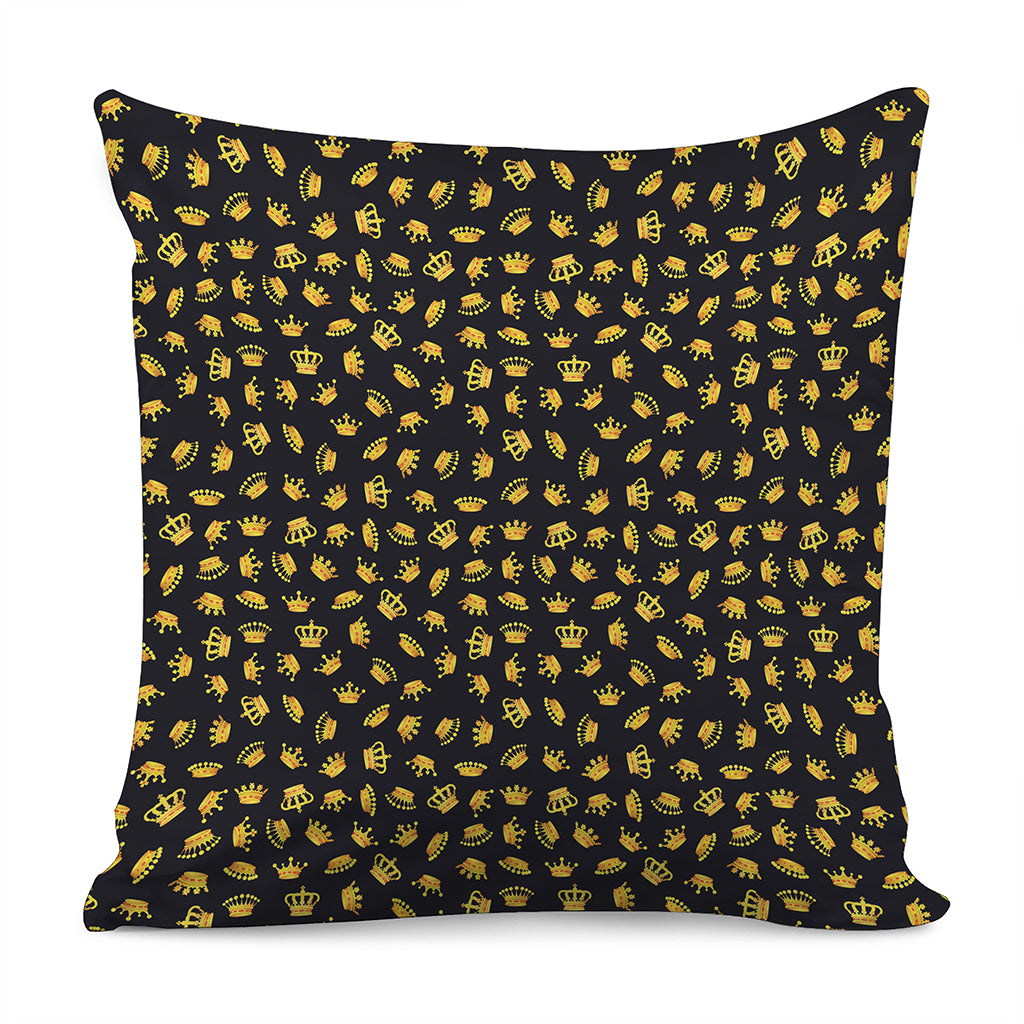 Gold Crown Pattern Print Pillow Cover