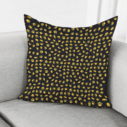 Gold Crown Pattern Print Pillow Cover