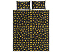 Gold Crown Pattern Print Quilt Bed Set