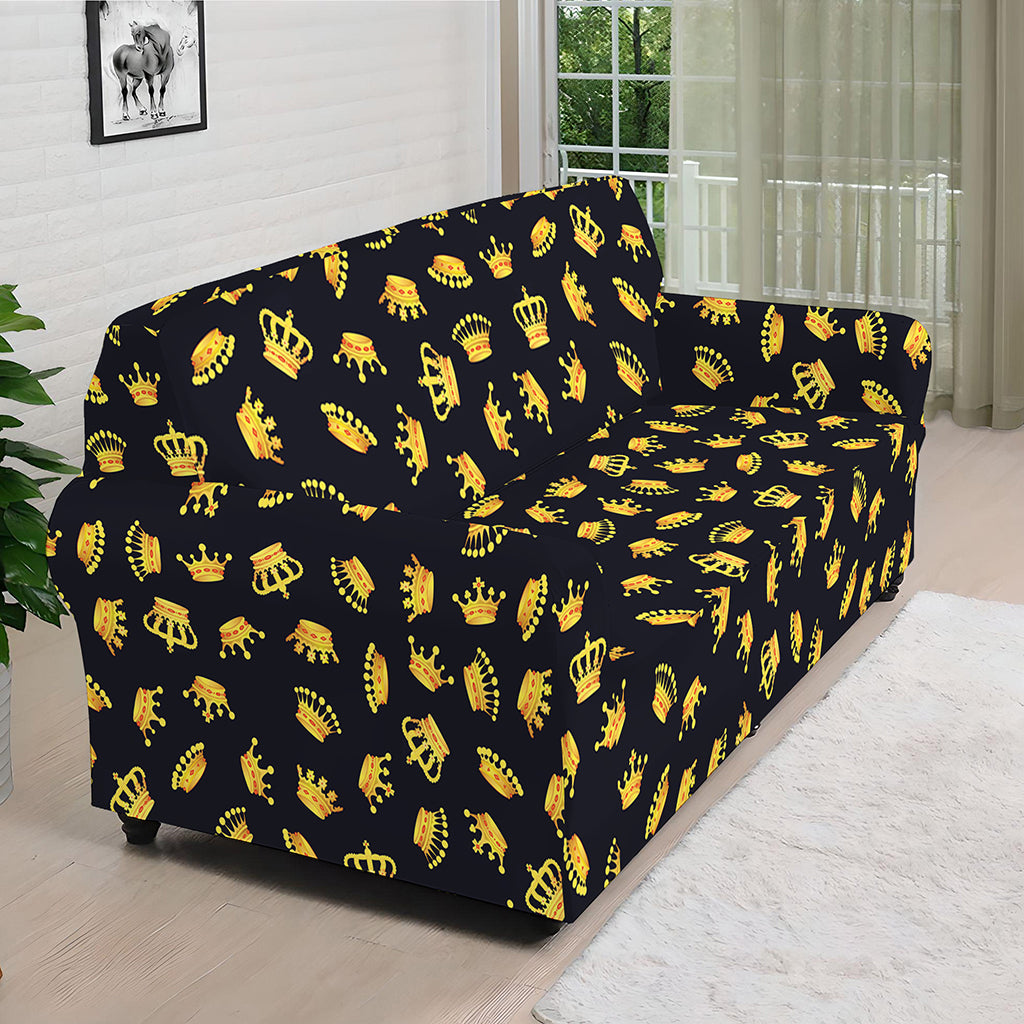 Gold Crown Pattern Print Sofa Cover