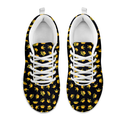 Gold Crown Pattern Print White Sneakers