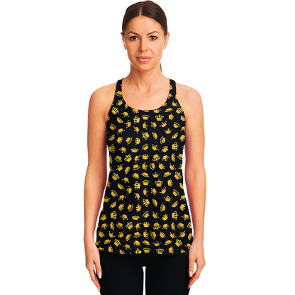 Gold Crown Pattern Print Women's Racerback Tank Top