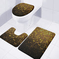 Gold Disco Lights Pattern Print 3 Piece Bath Mat Set
