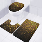 Gold Disco Lights Pattern Print 3 Piece Bath Mat Set