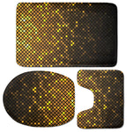 Gold Disco Lights Pattern Print 3 Piece Bath Mat Set