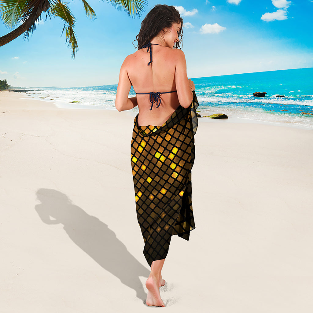 Gold Disco Lights Pattern Print Beach Sarong Wrap