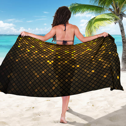 Gold Disco Lights Pattern Print Beach Sarong Wrap