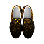 Gold Disco Lights Pattern Print Black Slip On Shoes
