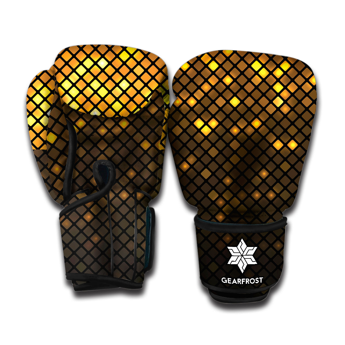 Gold Disco Lights Pattern Print Boxing Gloves