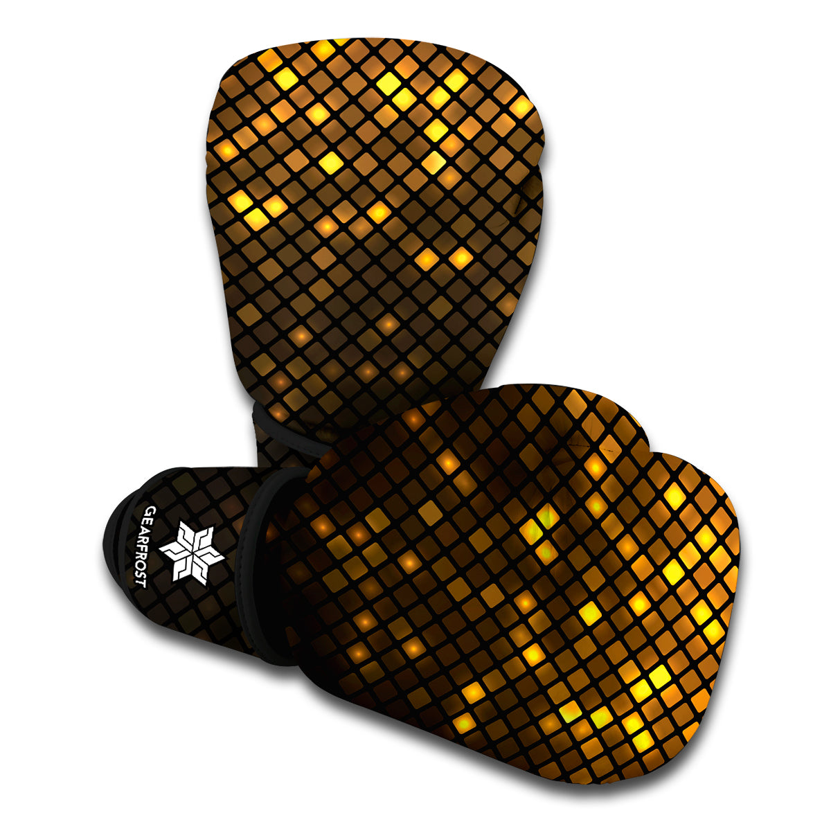 Gold Disco Lights Pattern Print Boxing Gloves