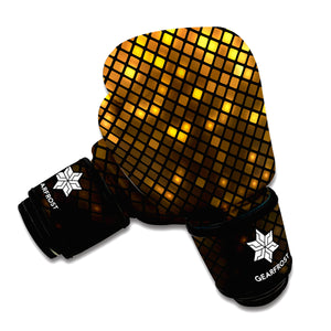 Gold Disco Lights Pattern Print Boxing Gloves