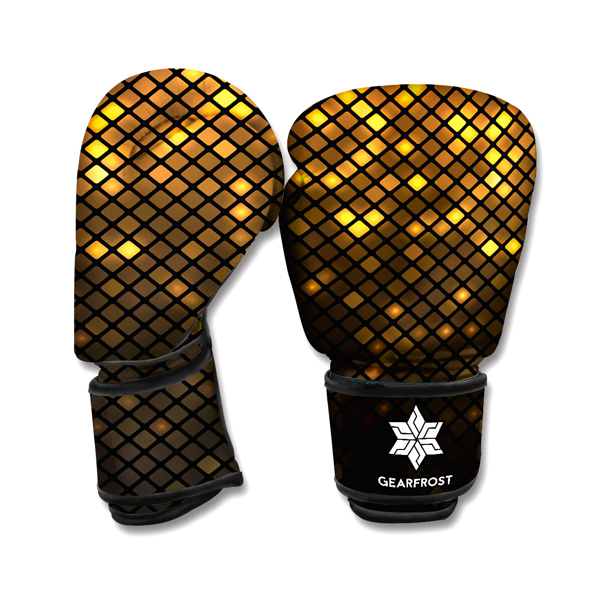 Gold Disco Lights Pattern Print Boxing Gloves