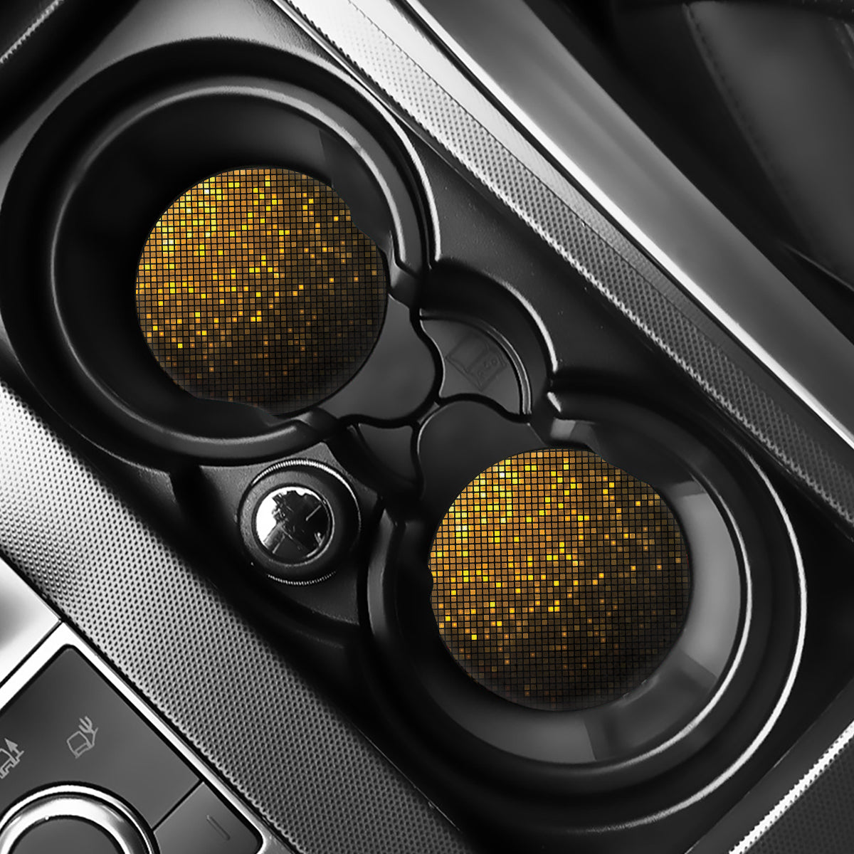 Gold Disco Lights Pattern Print Car Coasters