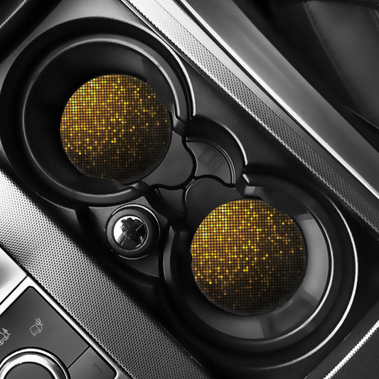 Gold Disco Lights Pattern Print Car Coasters