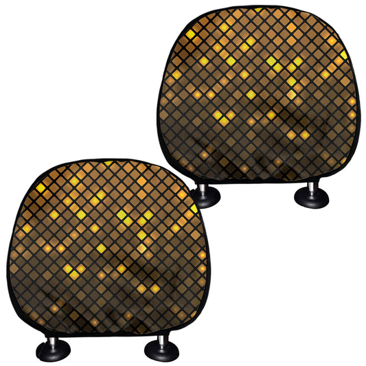 Gold Disco Lights Pattern Print Car Headrest Covers