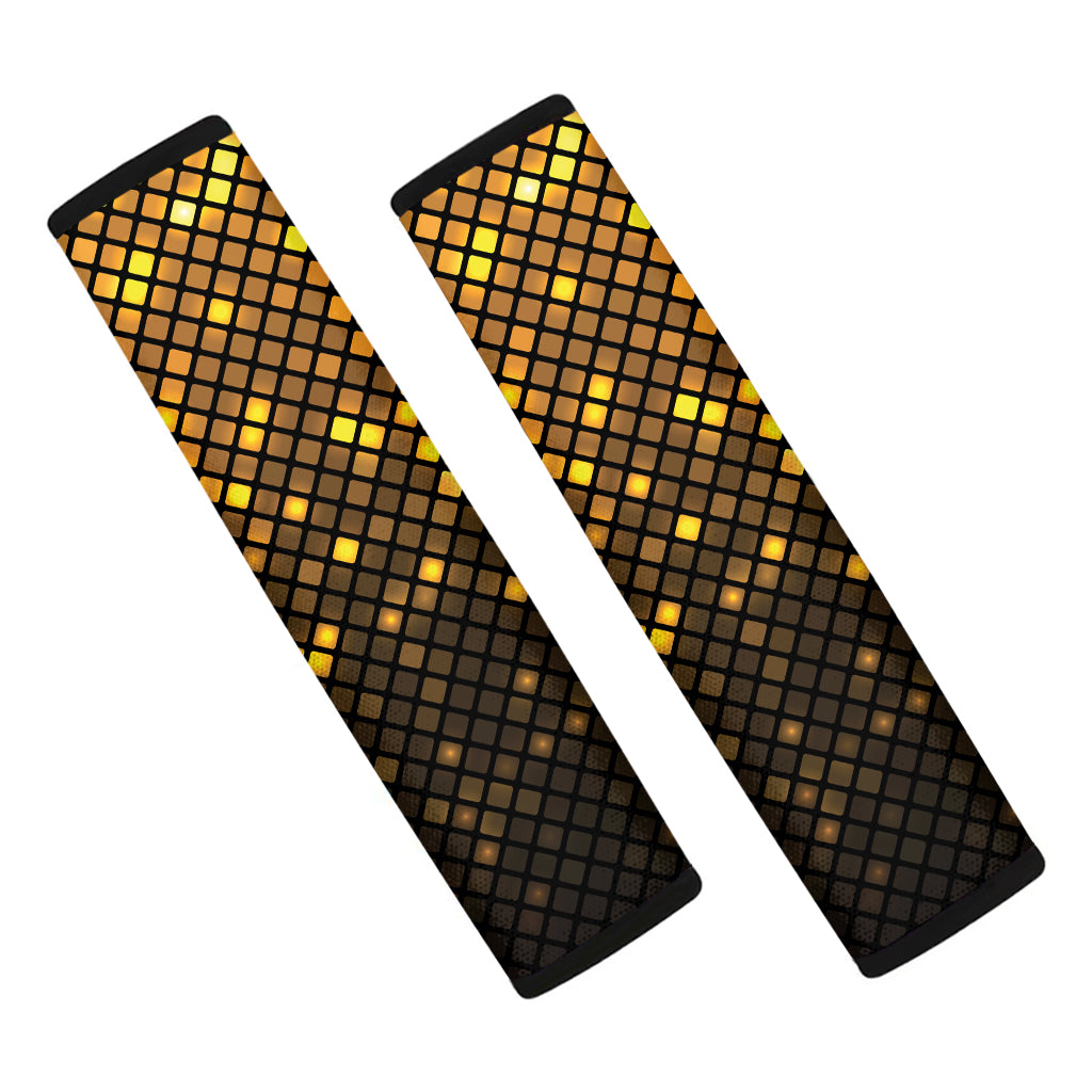 Gold Disco Lights Pattern Print Car Seat Belt Covers