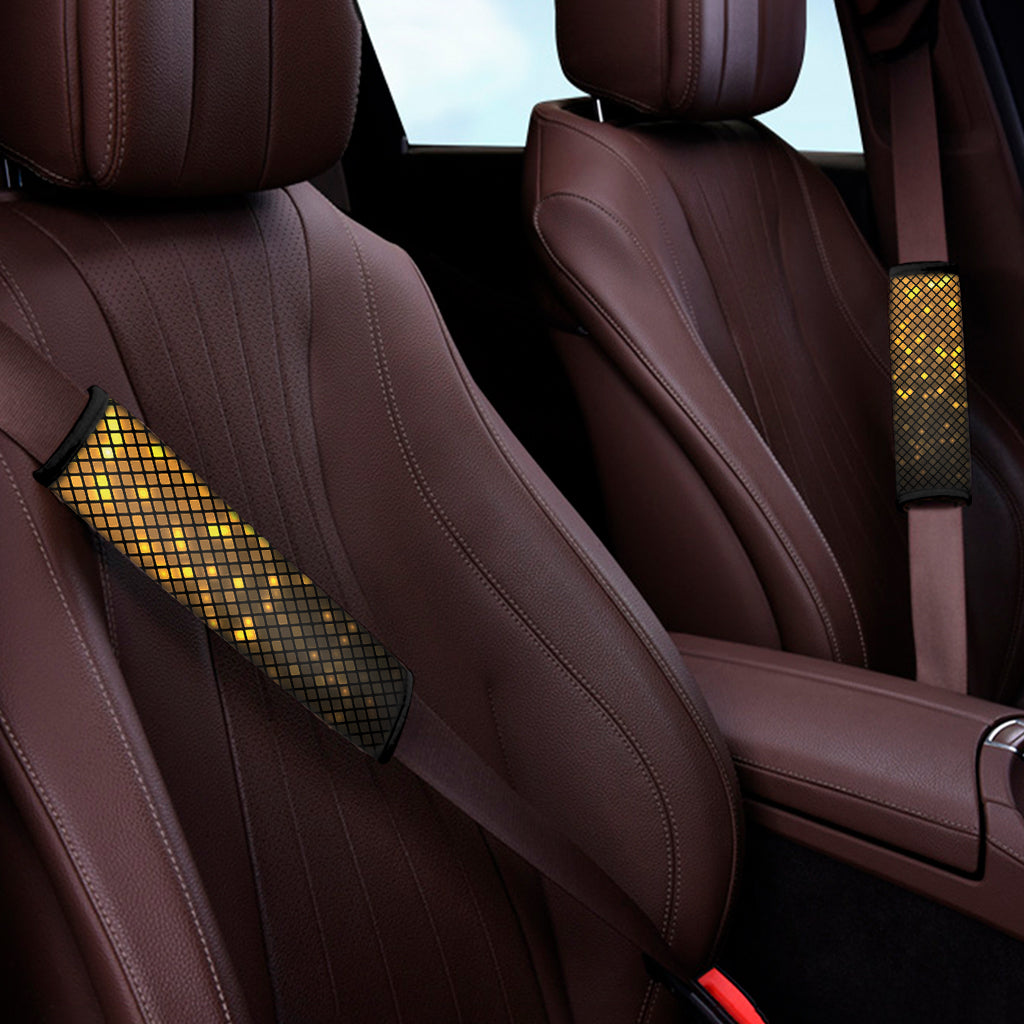 Gold Disco Lights Pattern Print Car Seat Belt Covers