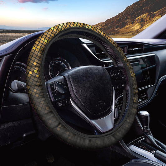 Gold Disco Lights Pattern Print Car Steering Wheel Cover