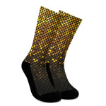 Gold Disco Lights Pattern Print Crew Socks