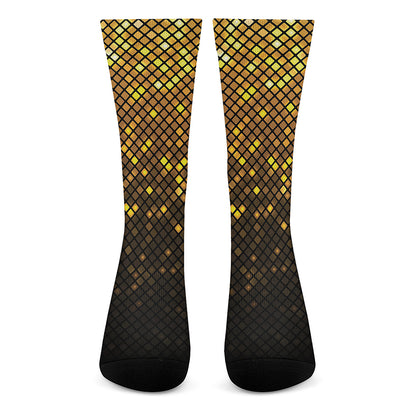 Gold Disco Lights Pattern Print Crew Socks