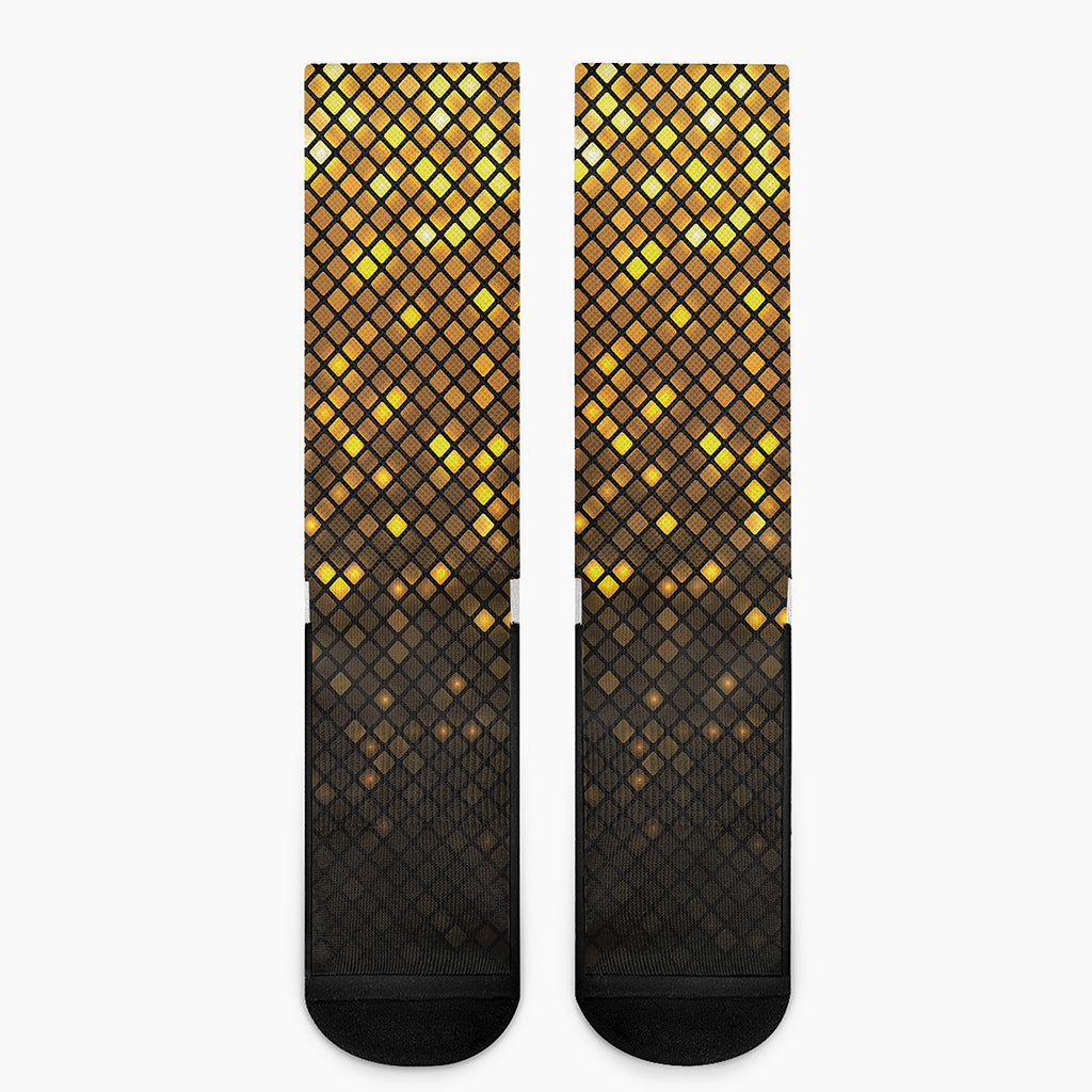 Gold Disco Lights Pattern Print Crew Socks