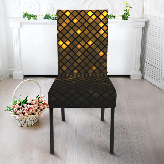 Gold Disco Lights Pattern Print Dining Chair Slipcover