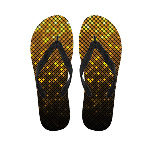 Gold Disco Lights Pattern Print Flip Flops