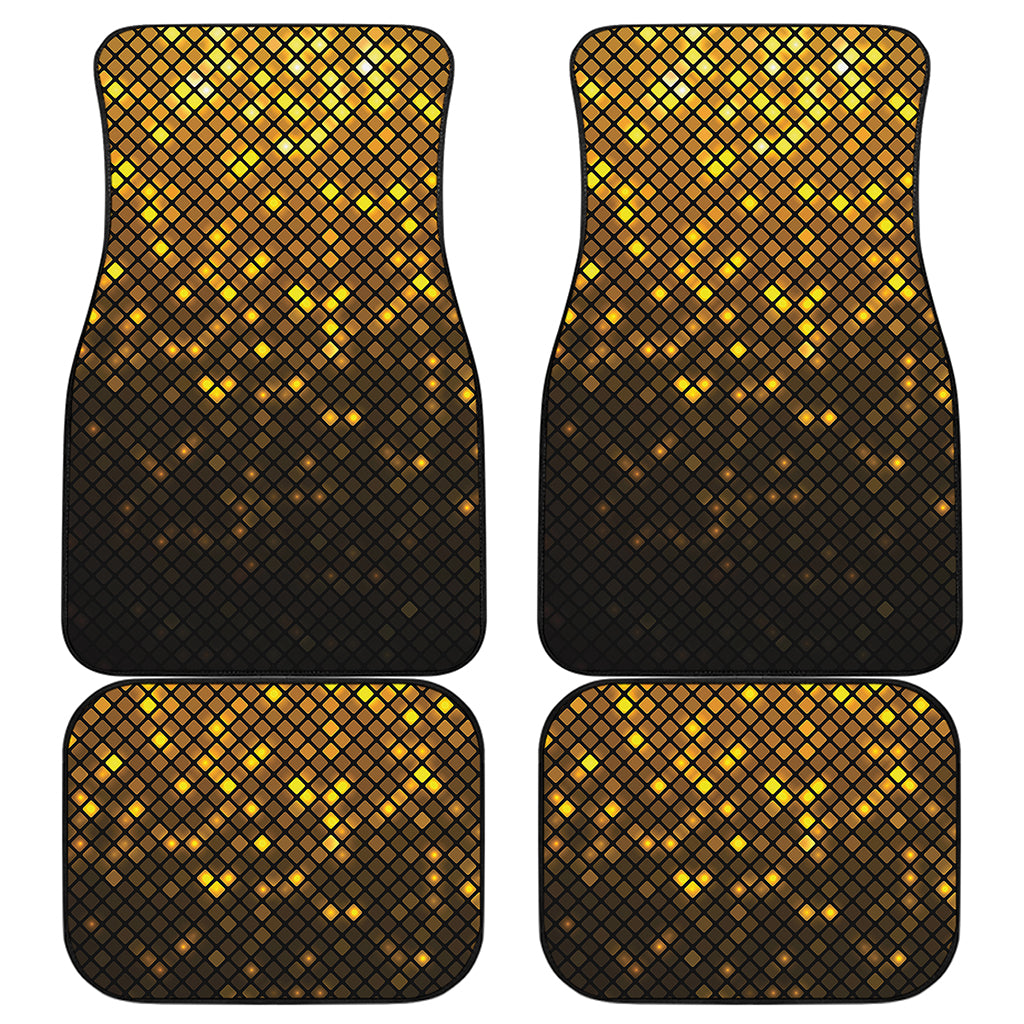 Gold Disco Lights Pattern Print Front and Back Car Floor Mats