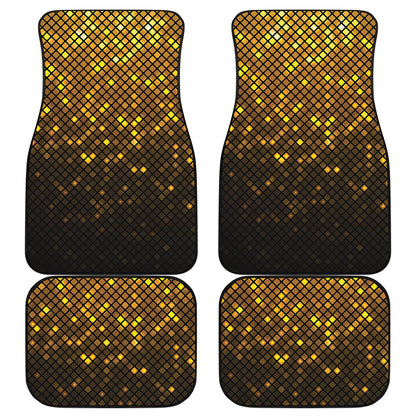 Gold Disco Lights Pattern Print Front and Back Car Floor Mats