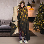 Gold Disco Lights Pattern Print Hooded Blanket