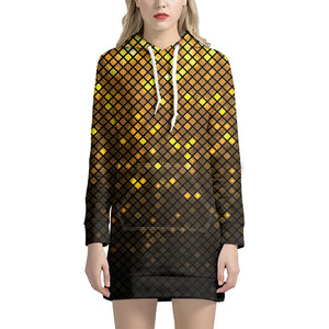 Gold Disco Lights Pattern Print Hoodie Dress